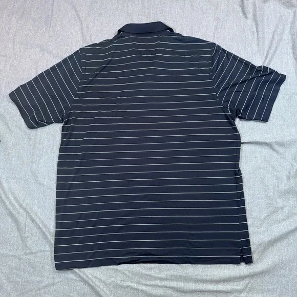 Greg Norman Shirt Mens Large Polo Navy Blue Striped Play Dry Golf Performance - Picture 9 of 9